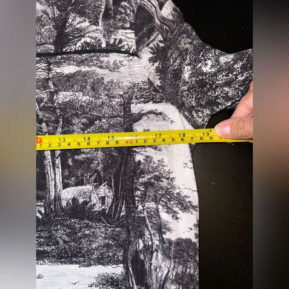 Thought by John Lewis collarless shirt Black And White Woodland Forest 8 EUC - Picture 8 of 9